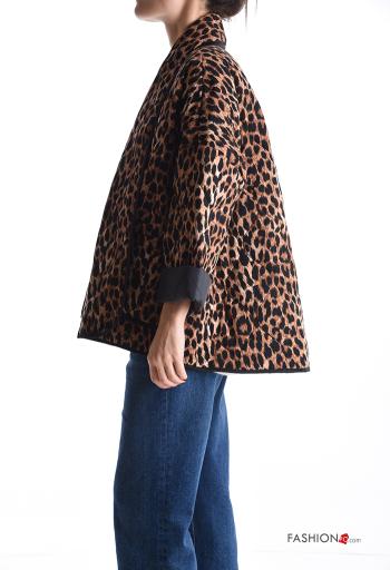 Animal print long sleeve quilted Duster Coat without lining - ph 3