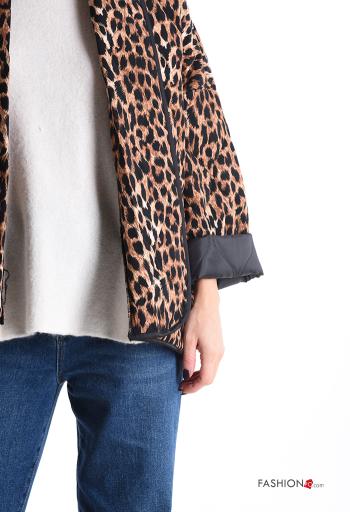 Animal print long sleeve quilted Duster Coat without lining - ph 4