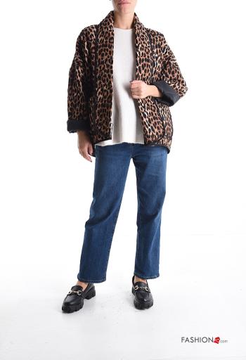 Animal print long sleeve quilted Duster Coat without lining - ph 5