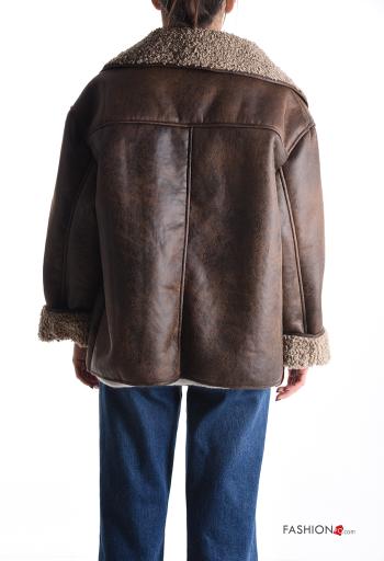 faux leather Coat with buttons with pockets - ph 2