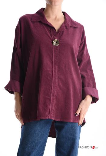 Blusa em Algodão manga comprida com gola com botões