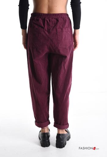 Samt Hose aus Baumwolle mit Taschen mit gummizug - ph 2