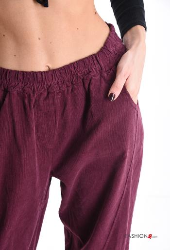 Samt Hose aus Baumwolle mit Taschen mit gummizug - ph 4