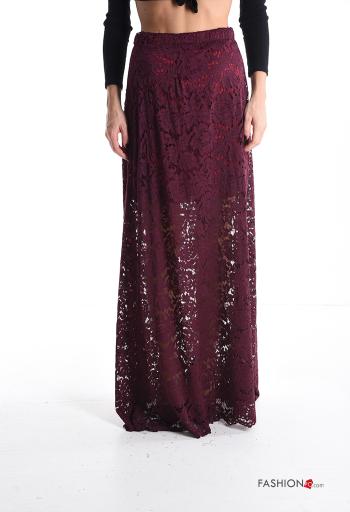 Gonna in Cotone pizzo lungo Fantasia ricamata con fodera con elastico