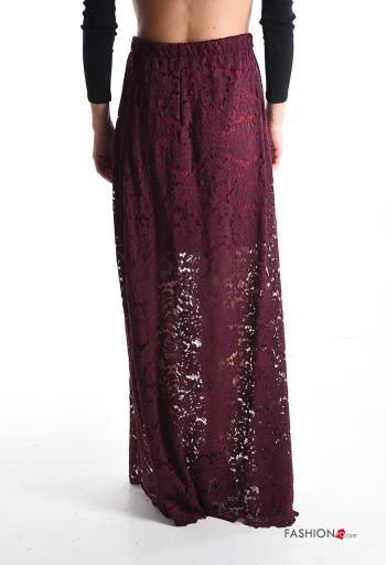 Gonna in Cotone pizzo lungo Fantasia ricamata con fodera con elastico - ph 2