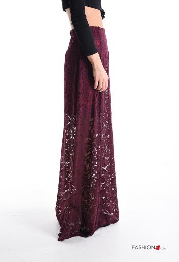 Gonna in Cotone pizzo lungo Fantasia ricamata con fodera con elastico - ph 3
