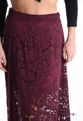Gonna in Cotone pizzo lungo Fantasia ricamata con fodera con elastico - ph 4