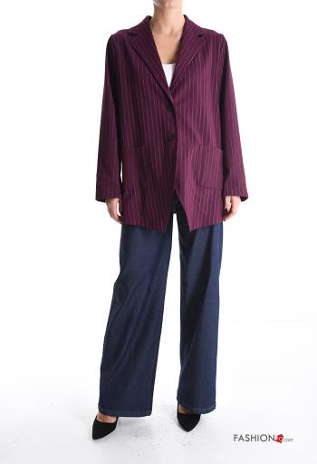 Striped Jacket with buttons without lining with pockets - ph 5