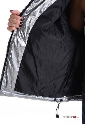 Piumino metallizzato con colletto con coulisse con fodera con tasche con zip - ph 6