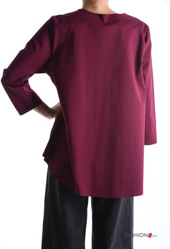 Blusa in Cotone asimmetrico maniche lunghe girocollo - ph 2