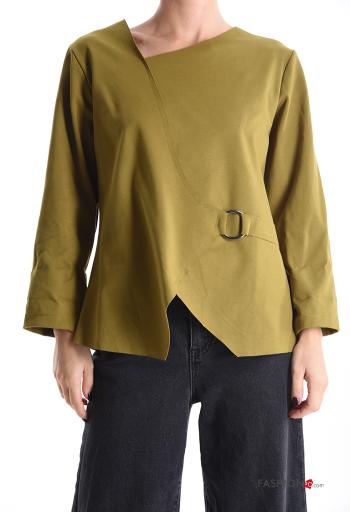 Blusa in Cotone maniche lunghe con fibbia asimmetrico - ph 1