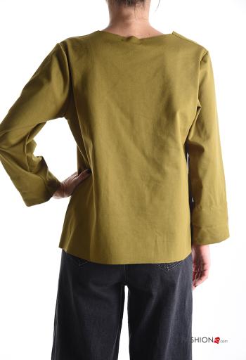 Blusa in Cotone maniche lunghe con fibbia asimmetrico - ph 2