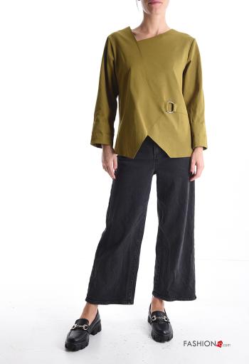 Blusa in Cotone maniche lunghe con fibbia asimmetrico - ph 5