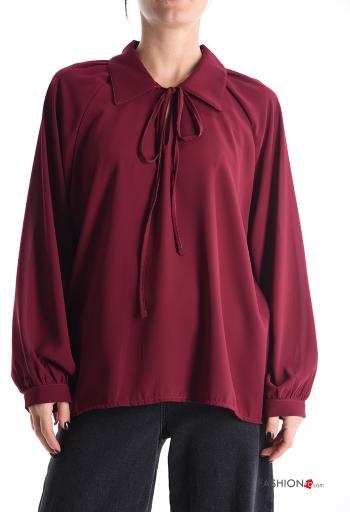 lange ärmel mit kragen chiffon Bluse mit Schleife - ph 1