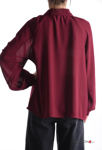 lange ärmel mit kragen chiffon Bluse mit Schleife - ph 2