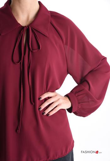 lange ärmel mit kragen chiffon Bluse mit Schleife - ph 4