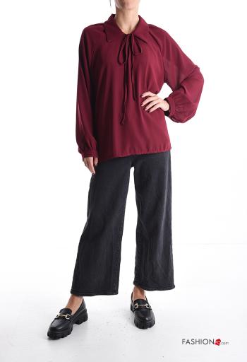 lange ärmel mit kragen chiffon Bluse mit Schleife - ph 5