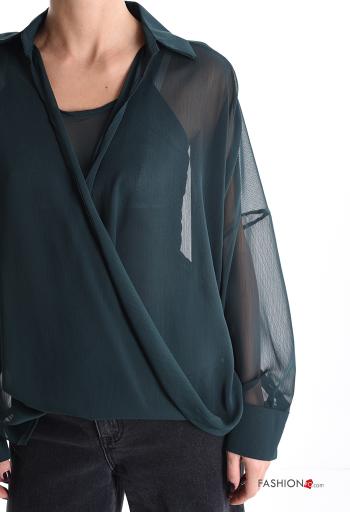 lange ärmel mit kragen chiffon Bluse mit tank-top - ph 4