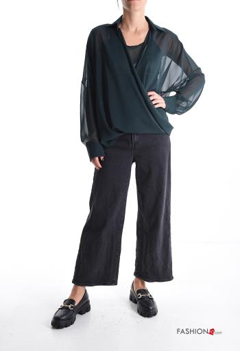 lange ärmel mit kragen chiffon Bluse mit tank-top - ph 5