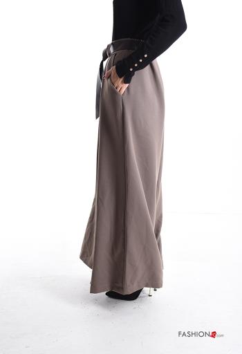 wide leg Trousers with belt with elastic with pockets - ph 3