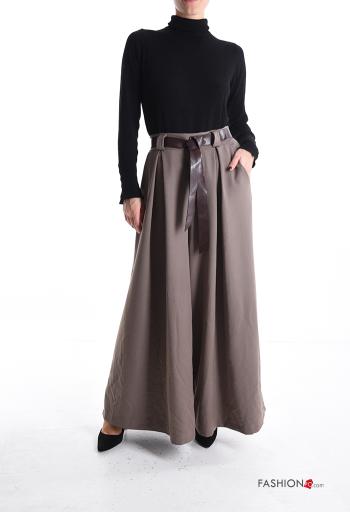wide leg Trousers with belt with elastic with pockets - ph 5