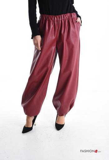 Pantalones imitación de cuero con cordón con bolsillos con elástico - ph 1