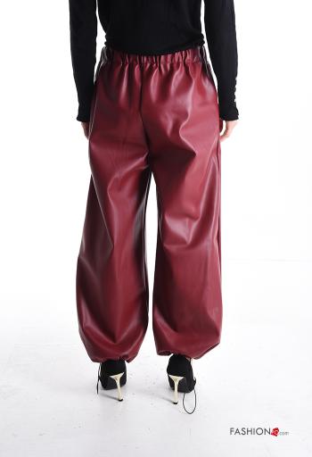 Pantalones imitación de cuero con cordón con bolsillos con elástico - ph 2