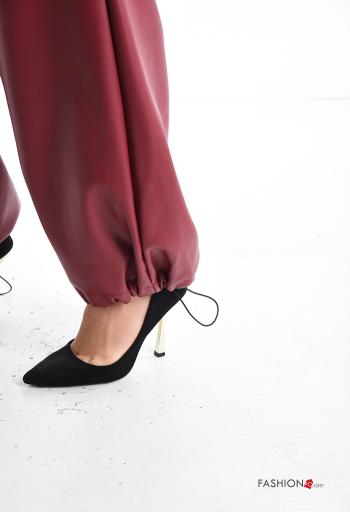 Pantalones imitación de cuero con cordón con bolsillos con elástico - ph 4