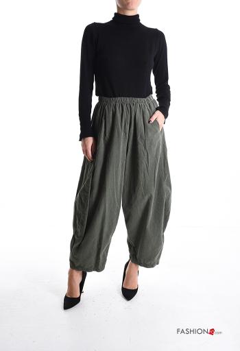 Oversize Hose aus Baumwolle mit Taschen mit gummizug - ph 5