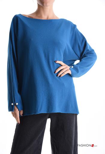 long sleeve Sweater with buttons boat neckline with rhinestones - ph 1
