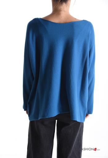 long sleeve Sweater with buttons boat neckline with rhinestones - ph 2