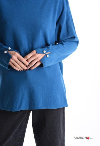 long sleeve Sweater with buttons boat neckline with rhinestones - ph 4