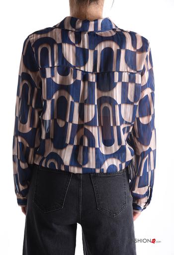 Geometric pattern long sleeve with collar Shirt with buttons - ph 2