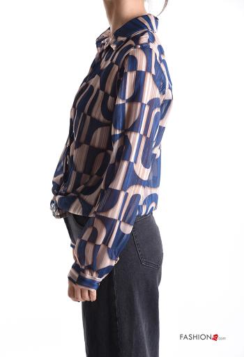 Geometric pattern long sleeve with collar Shirt with buttons - ph 3