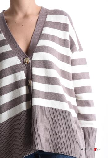 Striped long sleeve Cardigan with buttons with v-neck - ph 4
