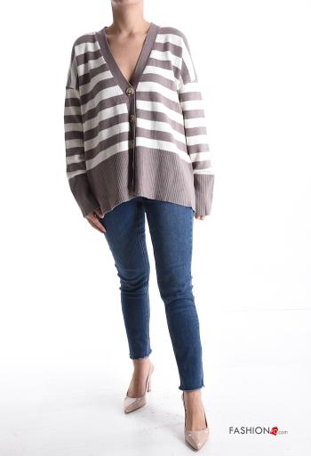 Striped long sleeve Cardigan with buttons with v-neck - ph 5