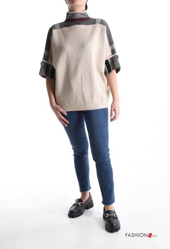 Tartan short sleeve Sweater Rollneck with buttons - ph 5