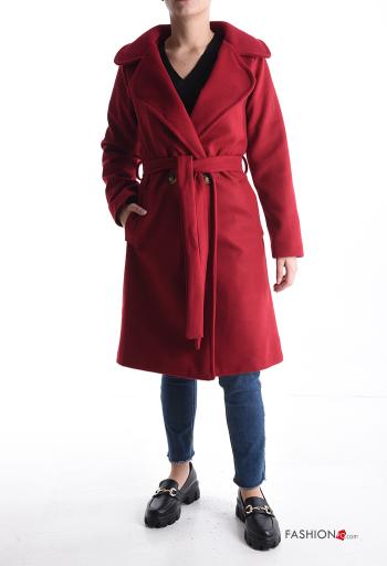 Cappotto con cintura in stoffa con fodera con bottoni con tasche - ph 1