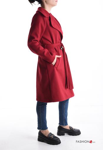 Cappotto con cintura in stoffa con fodera con bottoni con tasche - ph 3