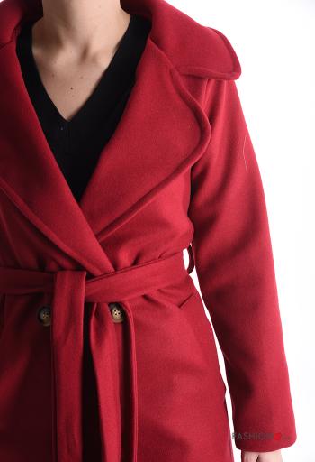 Cappotto con cintura in stoffa con fodera con bottoni con tasche - ph 4