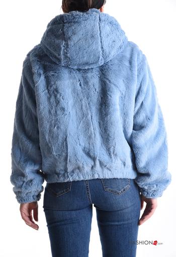 faux fur Jacket with pockets with hood with zip - ph 2