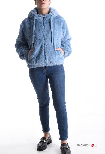 faux fur Jacket with pockets with hood with zip - ph 5