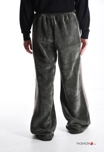 Pantalone sportivo in velluto wide leg con tasche con elastico - ph 2