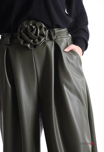 Pantalone ecopelle wide leg con cintura con tasche - ph 4