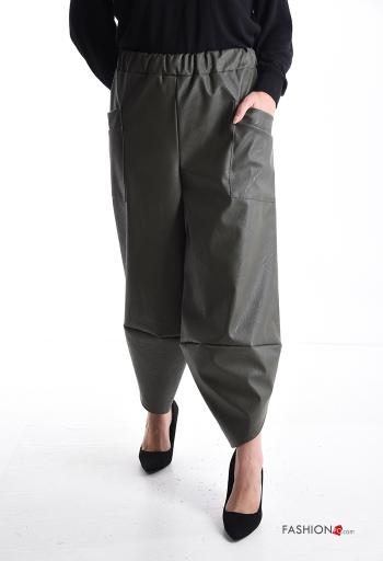 Kunstleder asymmetrisch Hose mit Taschen mit gummizug - ph 1