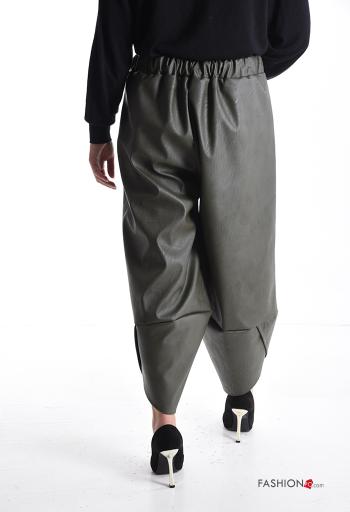 Kunstleder asymmetrisch Hose mit Taschen mit gummizug - ph 2