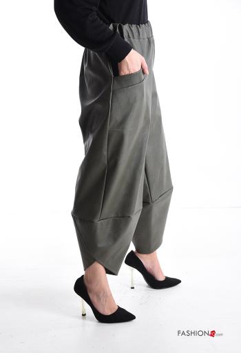Kunstleder asymmetrisch Hose mit Taschen mit gummizug - ph 3