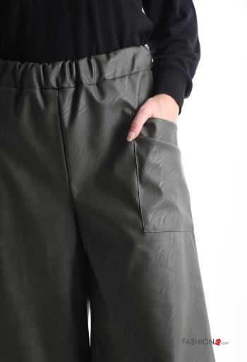 Kunstleder asymmetrisch Hose mit Taschen mit gummizug - ph 4