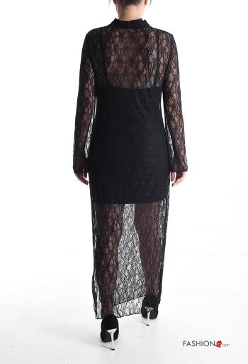 Abito pizzo maniche lunghe a collo alto con spacco - ph 2