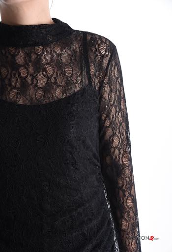 Abito pizzo maniche lunghe a collo alto con spacco - ph 4